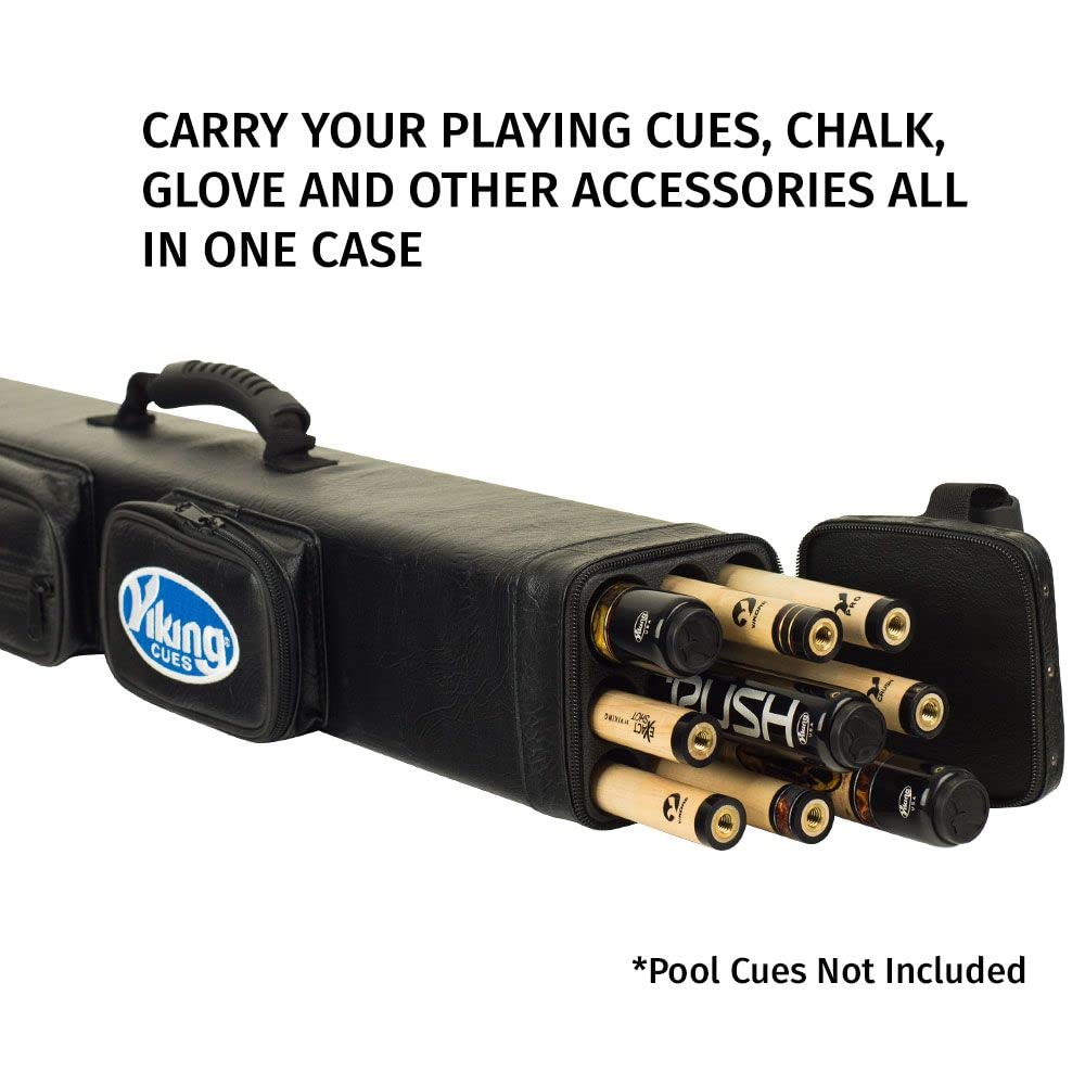 Viking Pool Cue Case with Shoulder Strap - Durable Vinyl Shell & Soft Felt Interior - Billiard Cue Storage Bag for Pool Sticks - Perfect for Travel, Tournaments & Home Use - Essential Pool Table Accessories & Billiards Equipment