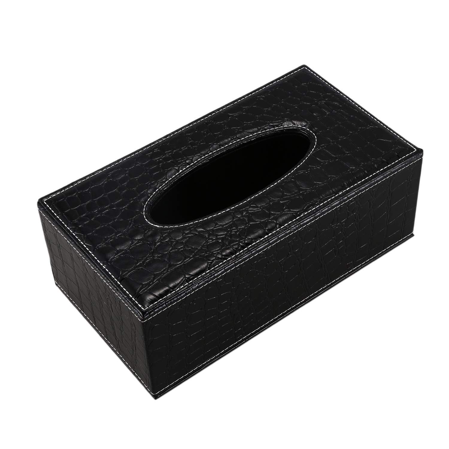 Black Rectangle Tissue Box Holder - Stylish Home & Office Paper Tissue Case for Living Room, Bedroom, and Desk Organization
