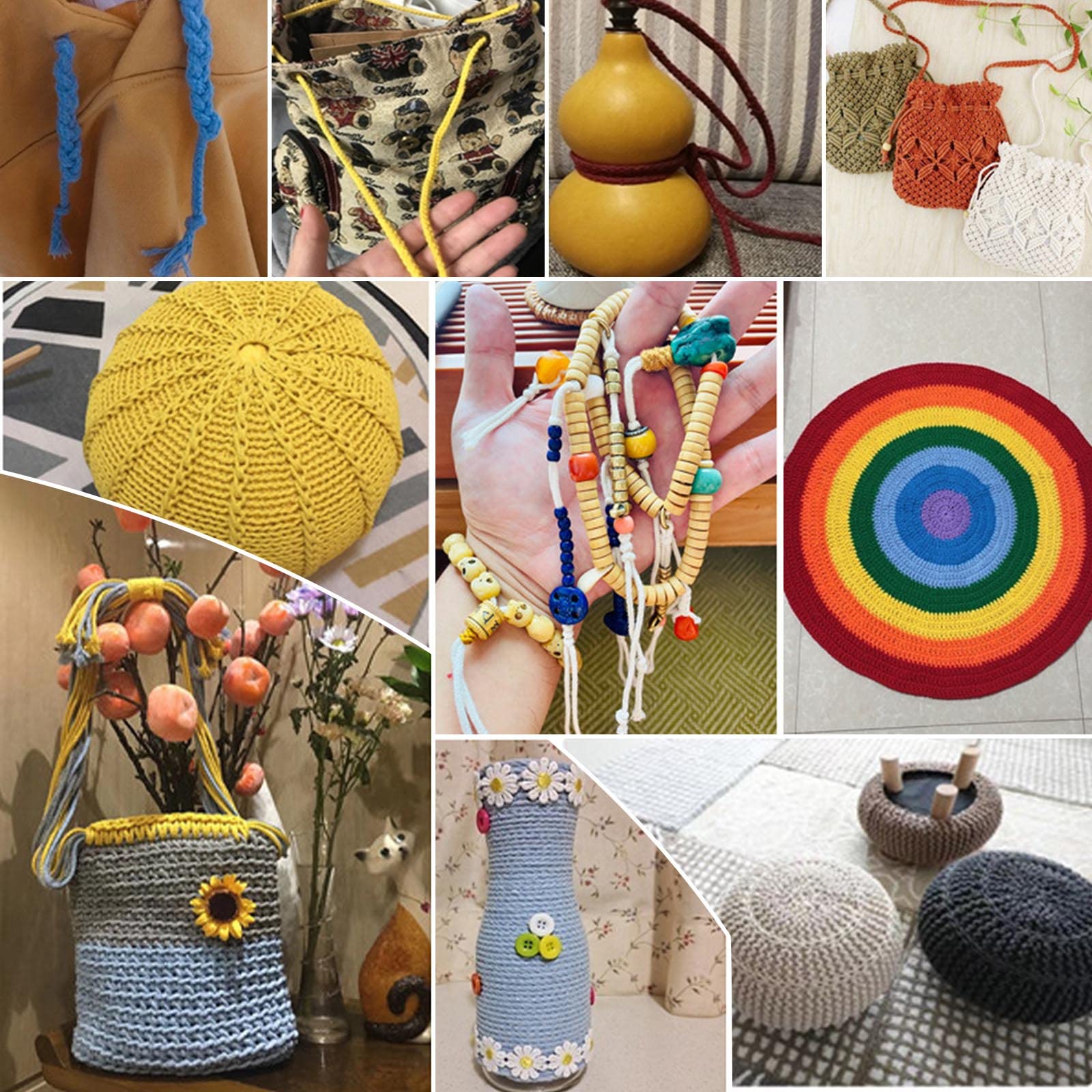 **JeogYong 5mm x 295ft Natural Cotton Braided Macrame Cord - 8-Strand DIY Rope for Plant Hangers, Wall Decor, Dream Catchers, Garden Projects & Home Crafts | Perfect for Boho, Home Decor, and Handmade Gifts**