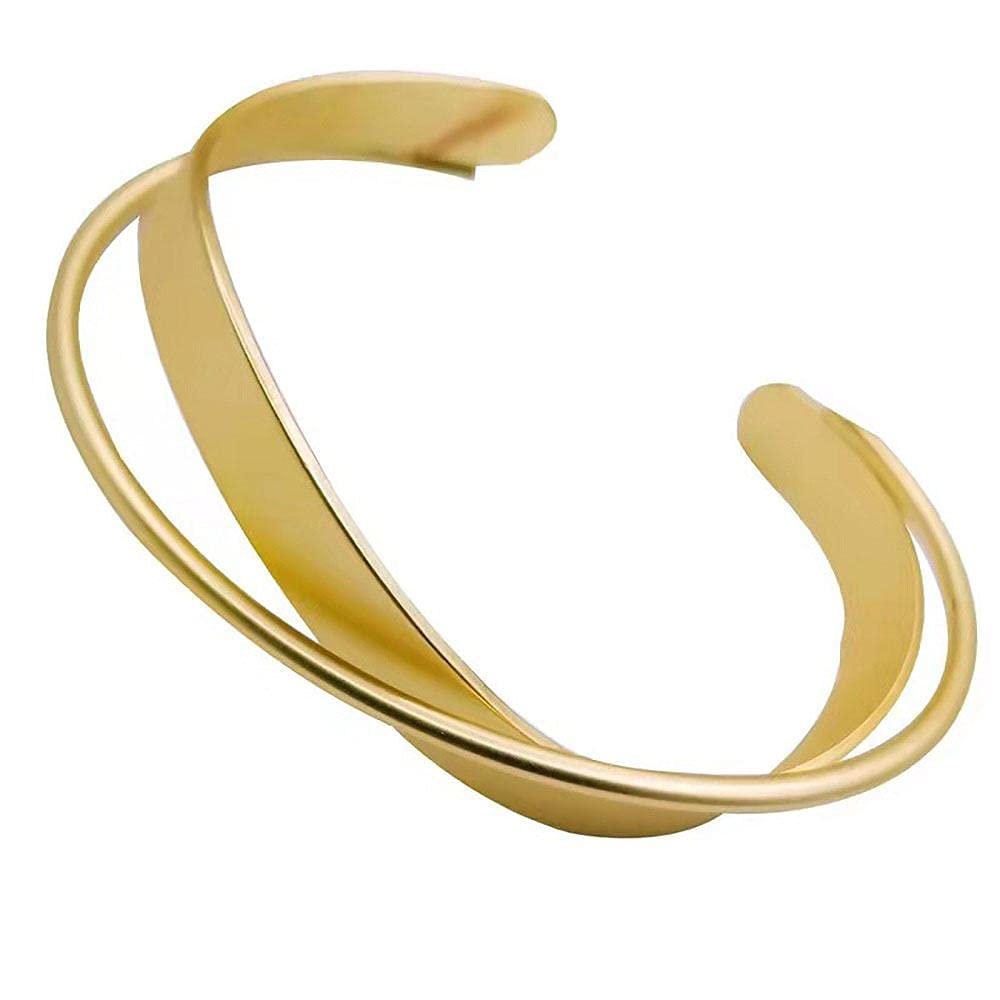 Stylish Multi-Layer Cross Wire Bangle Bracelet - Adjustable Open Cuff Bracelet for Women & Teen Girls | Fashion Jewelry for Parties, Dating & Daily Wear