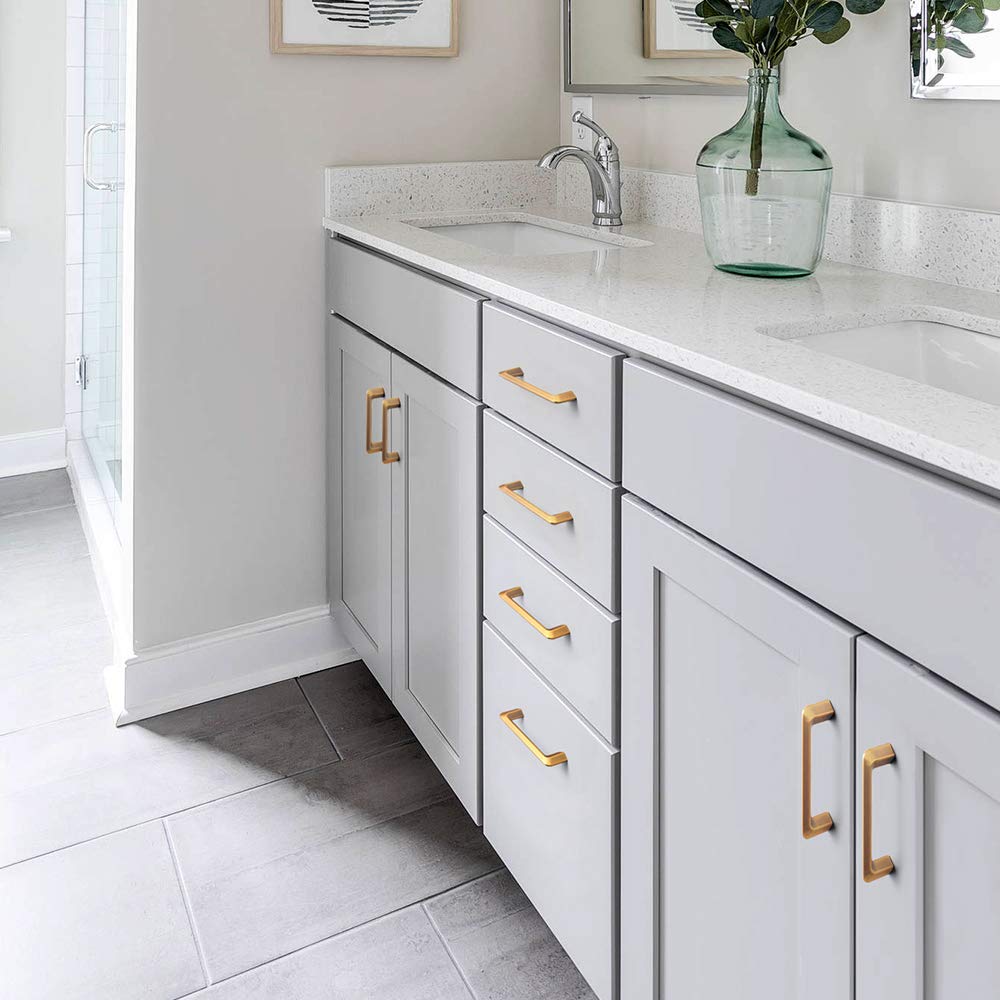 Goo-Ki Brushed Brass Zinc Alloy Cabinet Handles - 7.56''(192mm) Hole Center, 10 Pack - Premium Kitchen & Bedroom Cabinet Pulls for Modern Home Decor - Durable Hardware for Cabinets, Dressers & Furniture