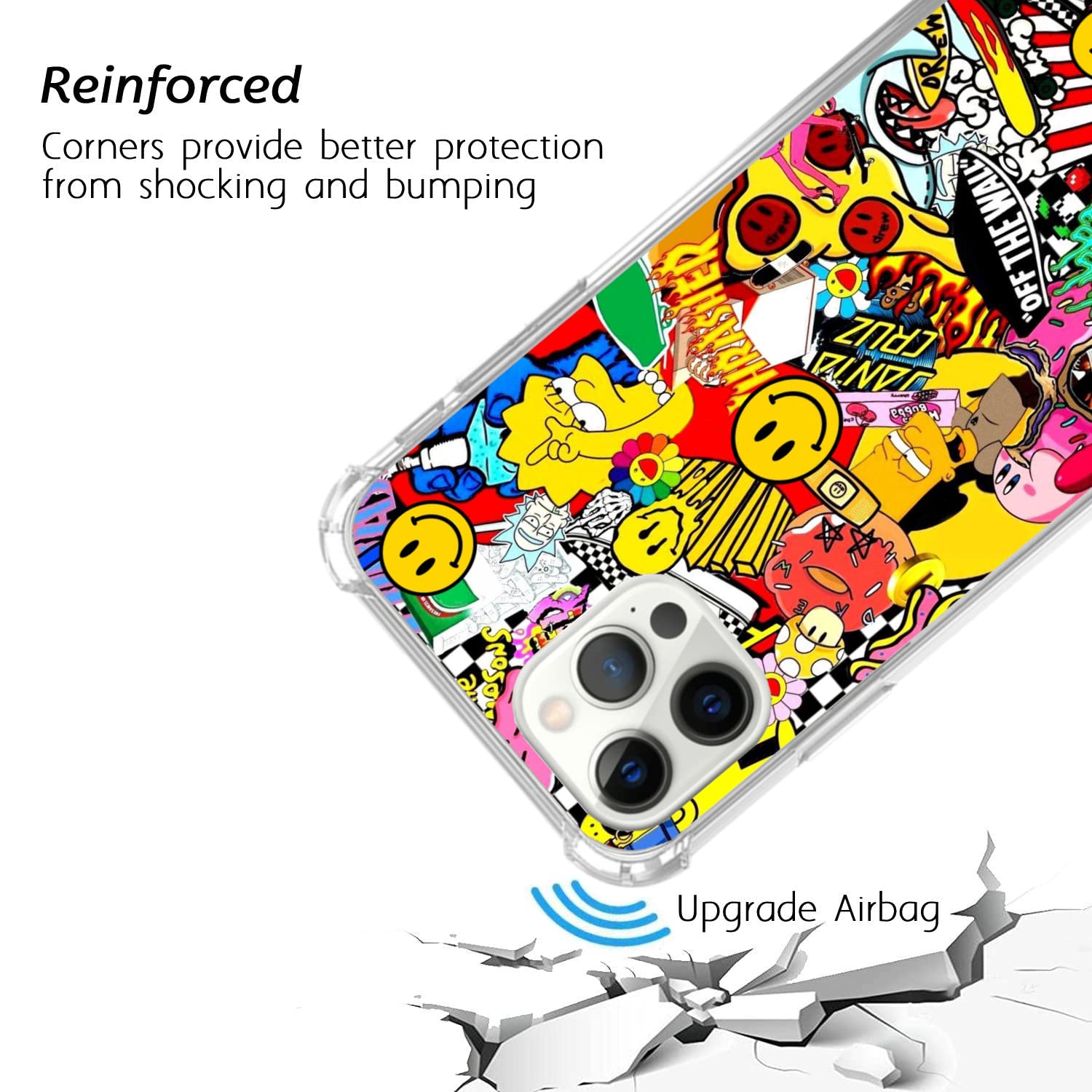Trendy Pop-Art Collage Phone Case for iPhone 12 Pro Max - Colorful Protective TPU Bumper Cover for Women, Men & Teens - Perfect for Daily Use, Travel & Gift Giving