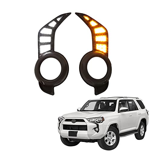 2014-2023 Toyota 4Runner LED Fog Lights with Switchback White/Amber DRL & Dynamic Turn Signal - Daytime Running Lights & Fog Lamp Accessories for Off-Road Driving & Night Visibility