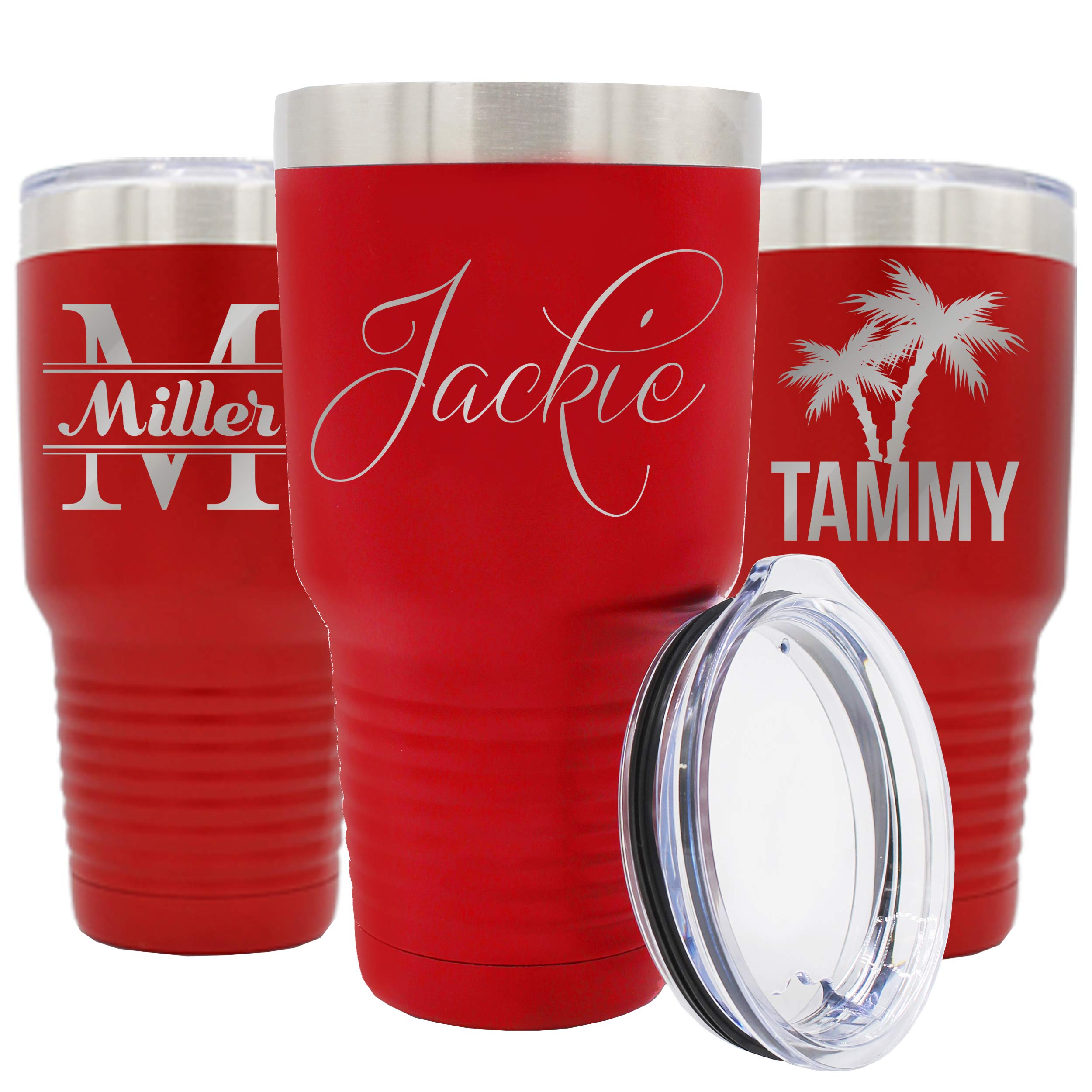 Personalized Stainless Steel Travel Tumbler 30oz - Custom Engraved Vacuum Insulated Double Wall Cup with Name - Keeps Drinks Hot/Cold for Hours - Perfect for Office, Gym & Outdoor Adventures (Red)