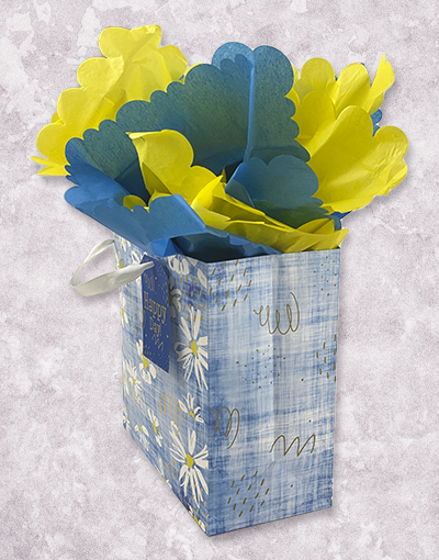 Denim Daisies Medium Square Gift Bags - Perfect for Birthday, Wedding, Baby Shower & Party Favors