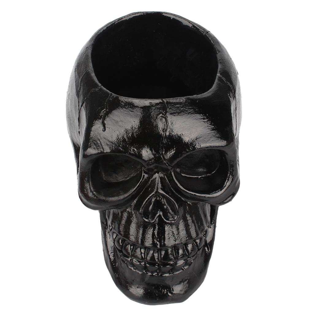 Shamjina Skull Shaped Pencil Holder - Unique Gothic Office Desk Organizer for Pens, Markers & Stationery - Perfect for Halloween Decor, Home Office & School Supplies Storage