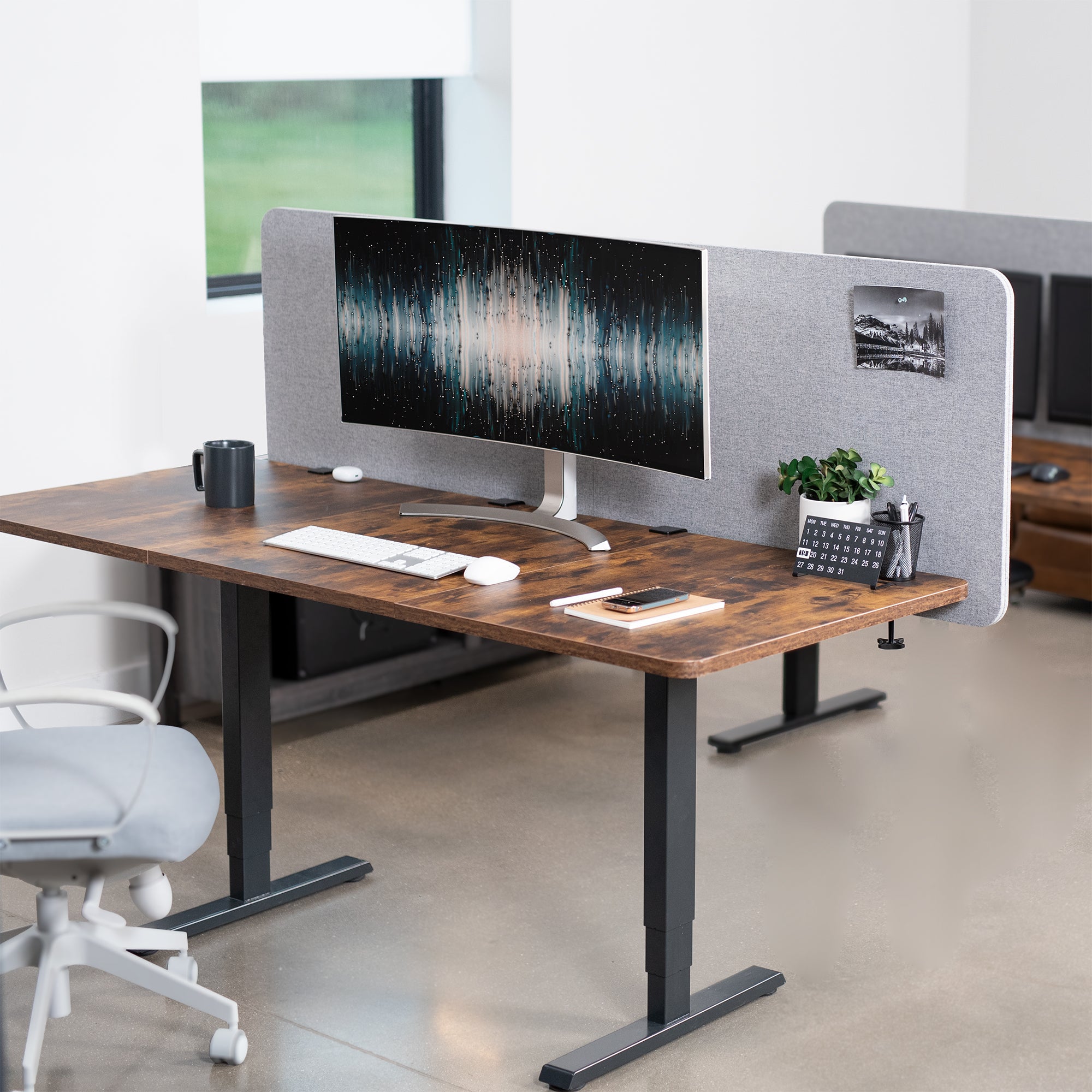 Gray Clamp-on/Screw-on Desk Privacy Panels (Set of 2) - Office Partition Screen for Workstation Privacy & Focus - Perfect for Open Offices, Cubicles & Home Workspaces