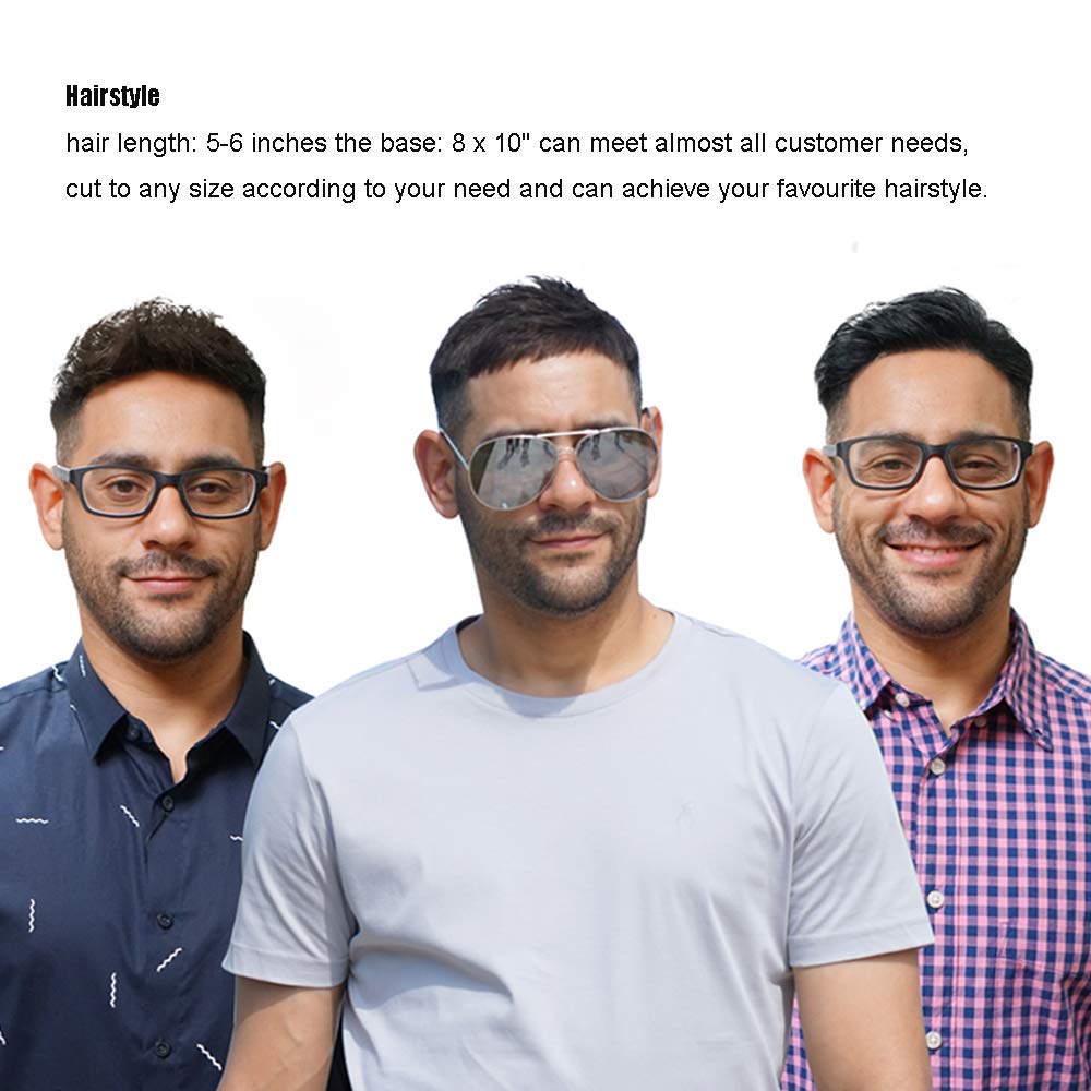 Premium 8x10 Inch Men's Hair System - 0.06mm Super Thin Skin Toupee with 100% Human Hair | V-Loop Ventilation | Natural Dark Light Brown with 20% Gray (#320) | Perfect for Daily Wear, Special Occasions & Hair Loss Solutions