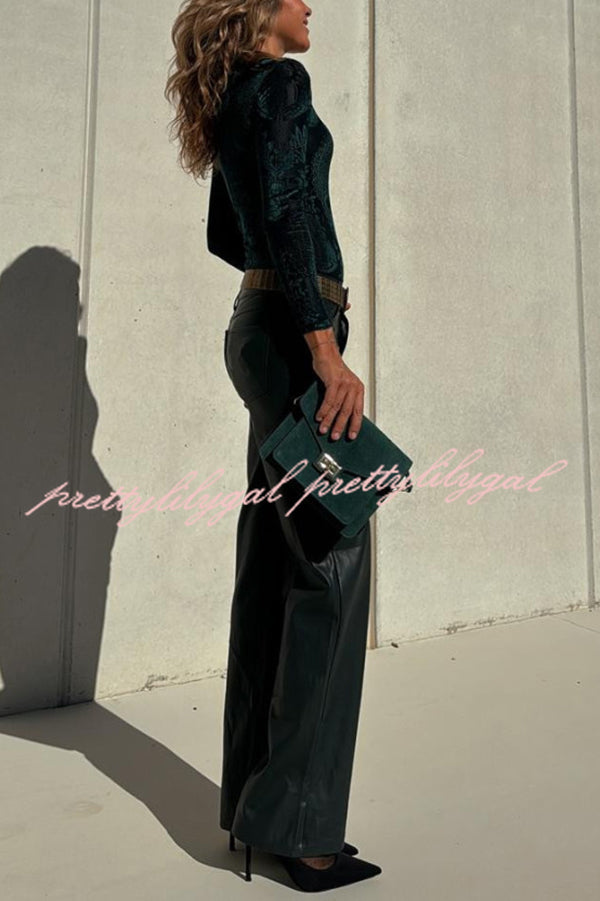 Stylish Faux Leather Pants with Pockets - Stretch Fit Straight Leg Trousers for Women | Perfect for Office, Casual Wear & Night Out