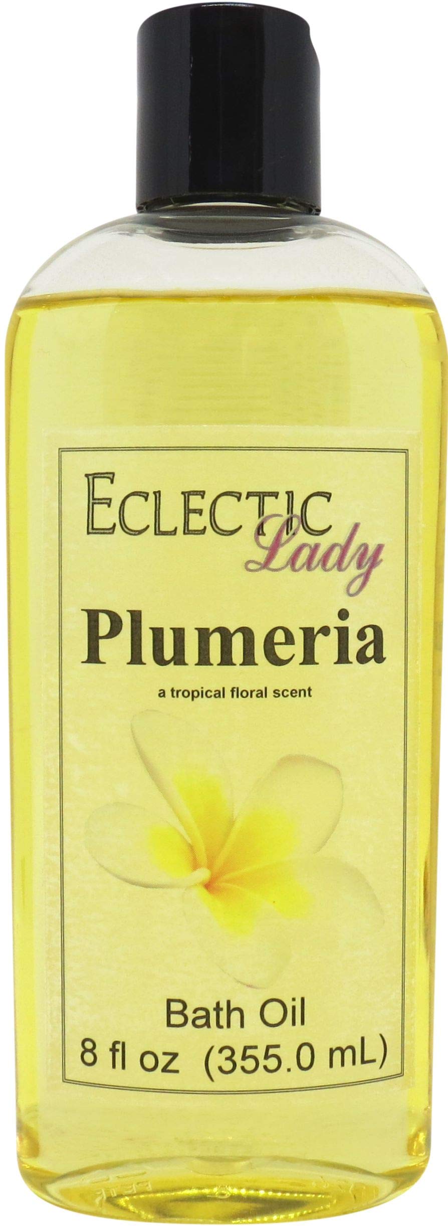 Eclectic Lady Plumeria Scented Bath Oil - Relaxing & Moisturizing Body Oil for Dry, Rough & Sensitive Skin - Daily Nourishing Shower Oil (8 oz) - Perfect for Spa Nights, Self-Care Rituals & Stress Relief