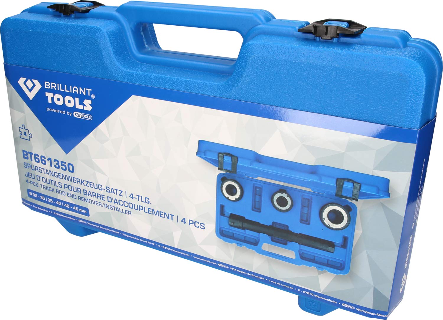 Brilliant Tools BT661350 4-Piece Tie Rod Removal Tool Set - Professional Automotive Repair Kit for Ball Joints, Tie Rod Ends & Suspension Work - Perfect for Mechanics & DIY Car Maintenance