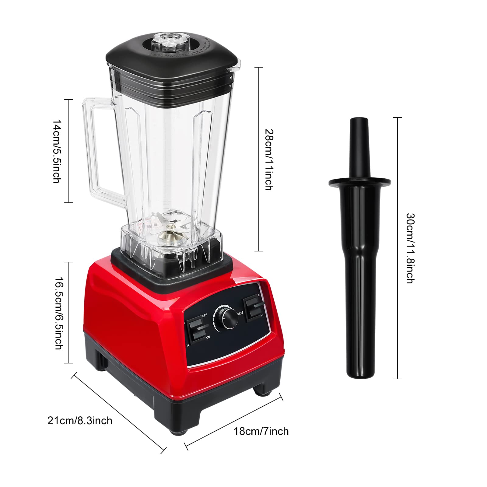 2200W Commercial Grade 2L Electric Countertop Blender - Heavy Duty Food Processor & Automatic Juicer with 10 Speed Settings - Perfect for Smoothies, Shakes, Baby Food & Kitchen Prep (Red)
