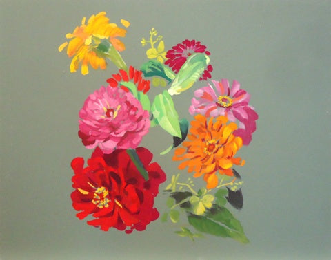 Gilbert Lewis: Untitled (Zinnias) - Vintage Floral Art Print for Home Decor | Perfect for Living Room, Bedroom & Office Wall Art