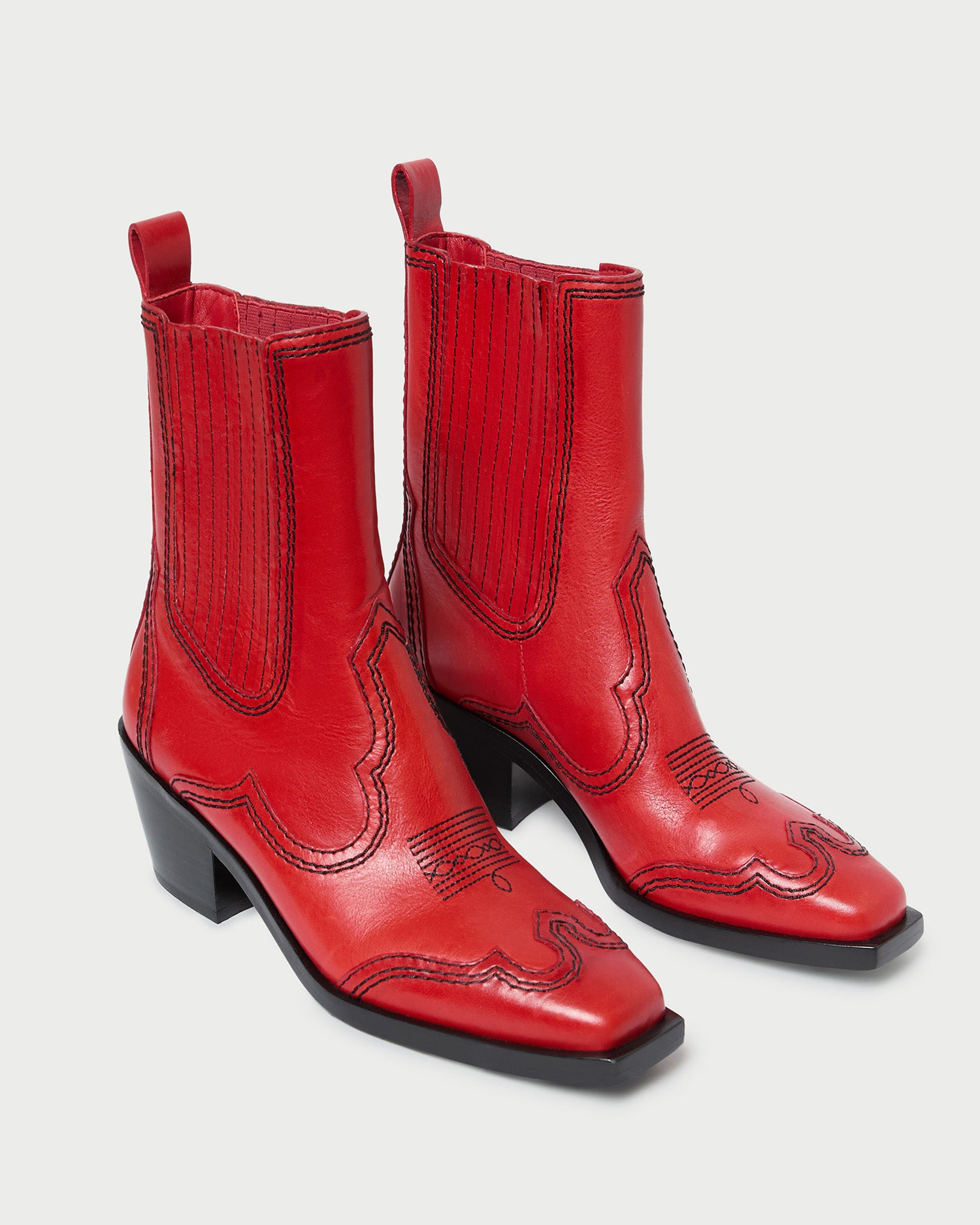 Agnes Red Leather Western Boots for Women - Stylish Cowgirl Boots with Comfortable Fit - Perfect for Country Rides, Concerts & Fashion Outfits