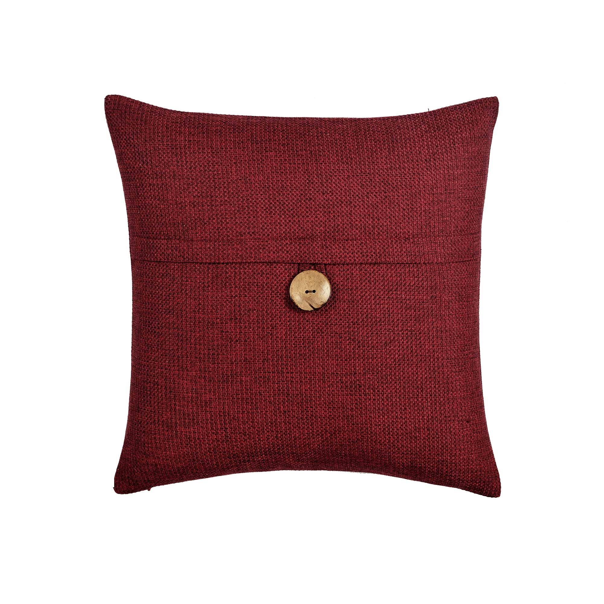 Lush Decor Clayton Woven Button Decorative Throw Pillow Cover 20x20 Inches - Red Square Cushion Case for Sofa, Bed & Chair - Home Decor Accent for Living Room, Bedroom & Nursery