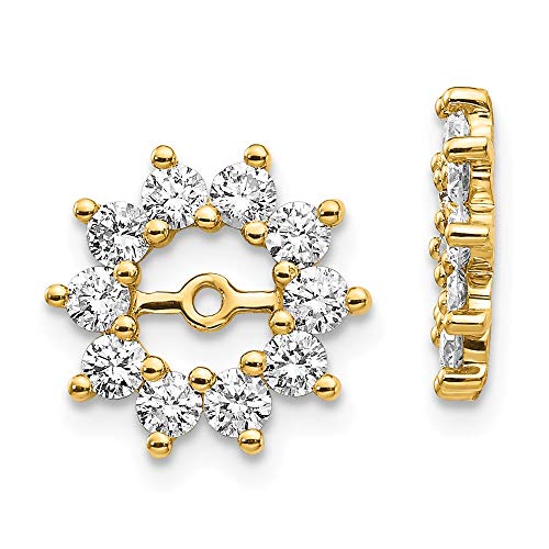 14K Yellow Gold AA Diamond Earring Jackets - Elegant Stud Enhancers for Weddings & Special Occasions