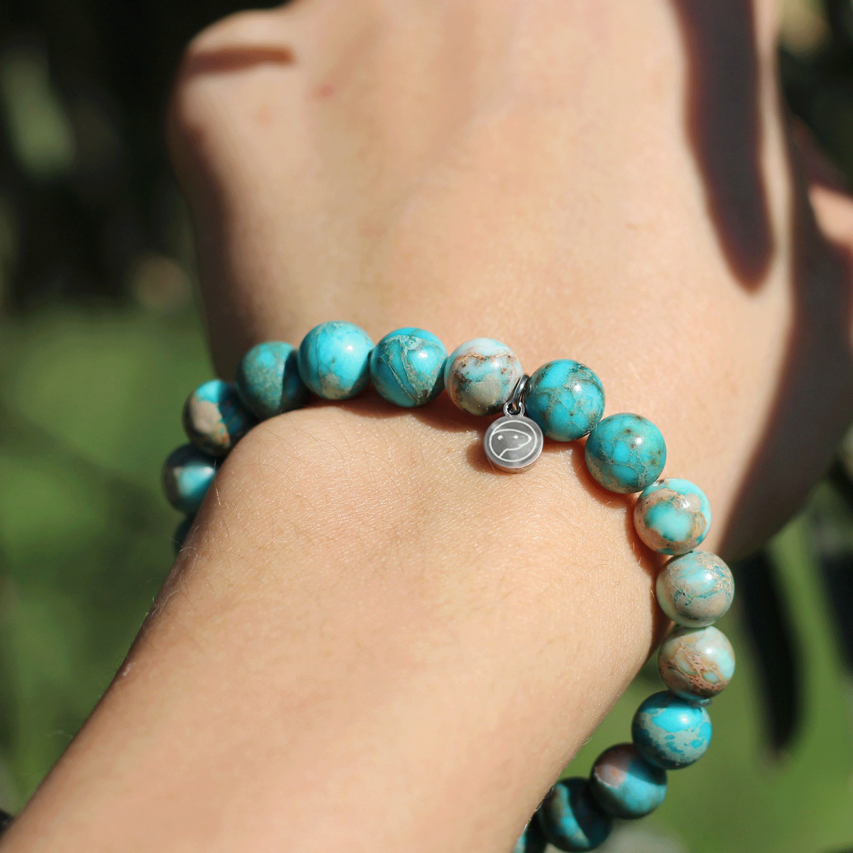 Lake Blue Emperor Bracelet - Handmade Adjustable Beaded Bracelet for Men, Natural Stone & Leather Cord, Spiritual Healing Jewelry - Perfect for Meditation, Yoga, Gifts & Everyday Wear