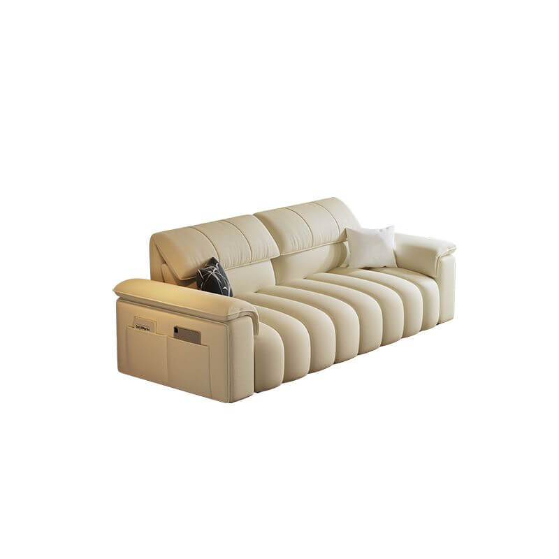 Minimalist Modern 4/5/2 Seater Chalk Sofa with Arms, 2 Pillows & Storage - Stain Resistant Fabric - Perfect for Living Room, Lounge & Small Spaces