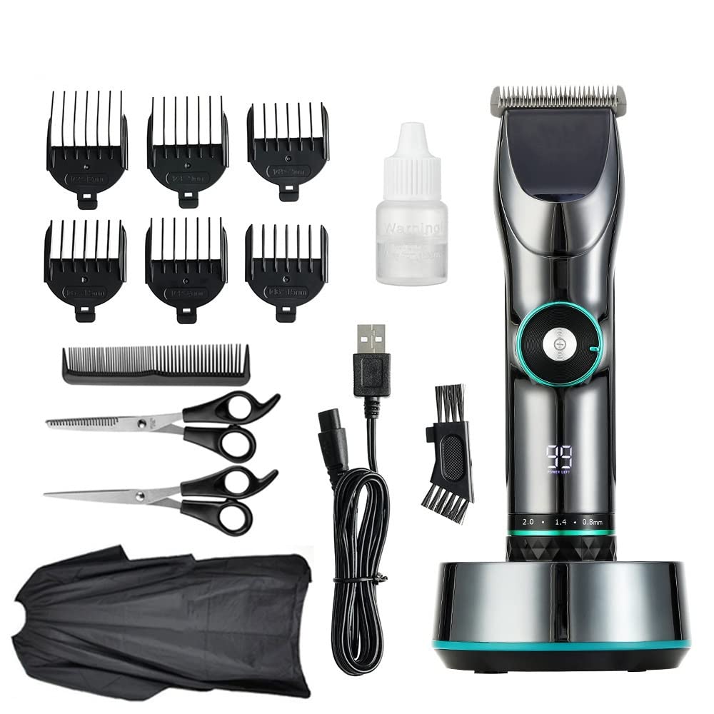 Professional Adjustable Hair Clipper Trimmer for Men - Electric Beard & Hair Cutting Kit with Fading, Blending & Precision Finishing | Home Barbering & Personal Grooming Tool (Color: KIT)
