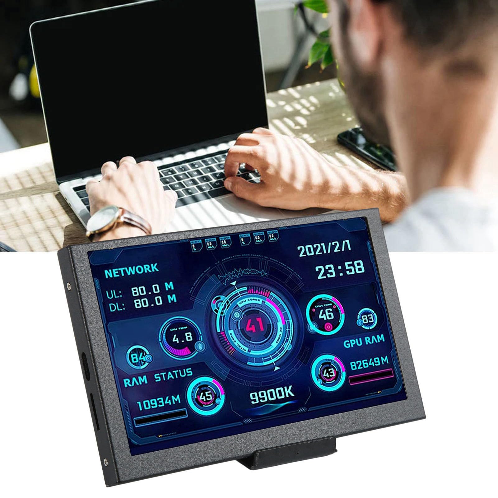 5 Inch CPU Temperature Monitor with Clear Display - RAM Usage & Theme Editor for PC Performance Tracking - Perfect for Gaming, Overclocking & System Monitoring