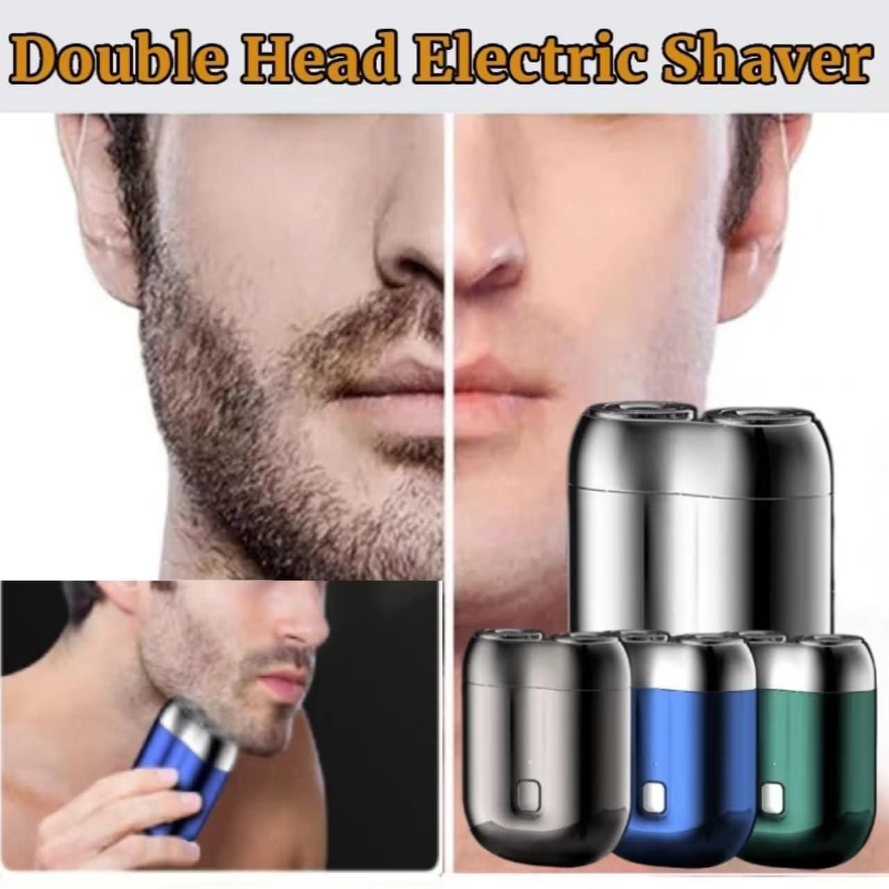 Jacooba Mini Dual-Head Electric Shaver - Rechargeable Waterproof Travel Razor for Men, Compact Cordless Shaver with Upgraded Blades - Perfect for Home, Travel & Gym (Gray White)