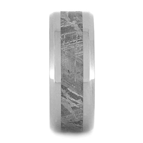 Unisex Titanium & Gibeon Meteorite 8mm Comfort-Fit Flat Band Ring - Durable Wedding Bands, Anniversary Gifts for Him & Her - Perfect for Everyday Wear & Special Occasions