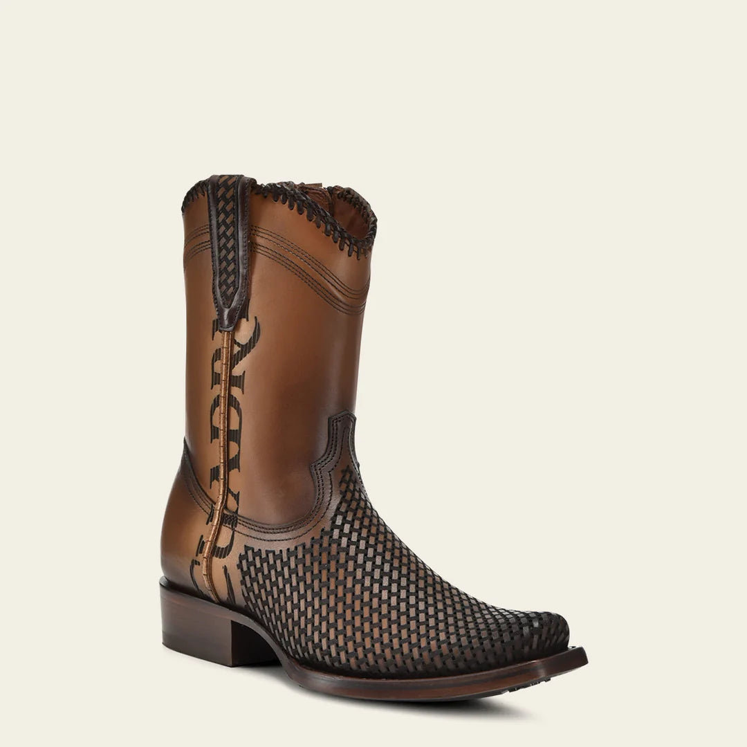 1J2YRS Men's Cuadra Honey Casual Cowboy Cowhide Ankle Boots - Western Style Comfort for Everyday Wear & Outdoor Adventures