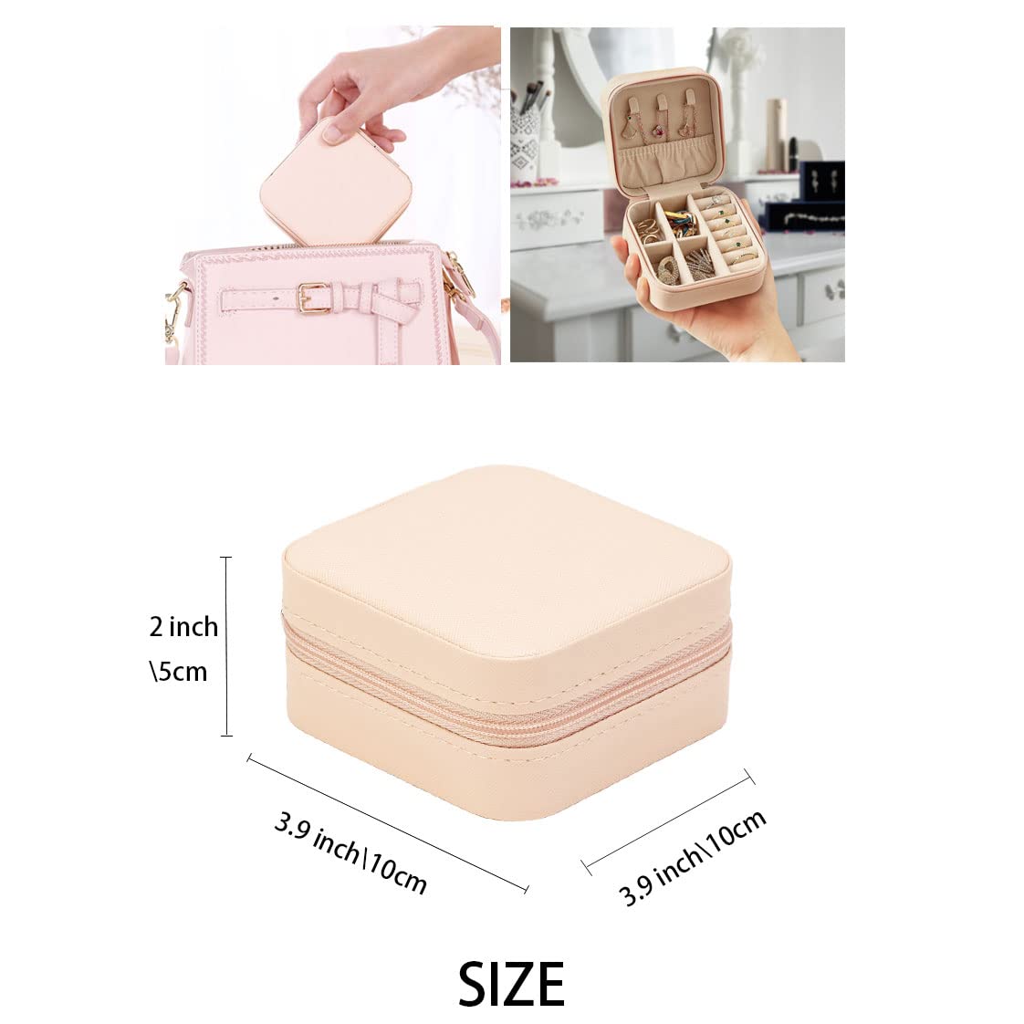 Portable Travel Jewelry Organizer Box - Compact Jewelry Storage Case for Rings, Earrings, Necklaces, Watches & Lipsticks | Pink Mini Jewelry Holder for Women | Perfect for Vacation, Business Trips & Daily Use