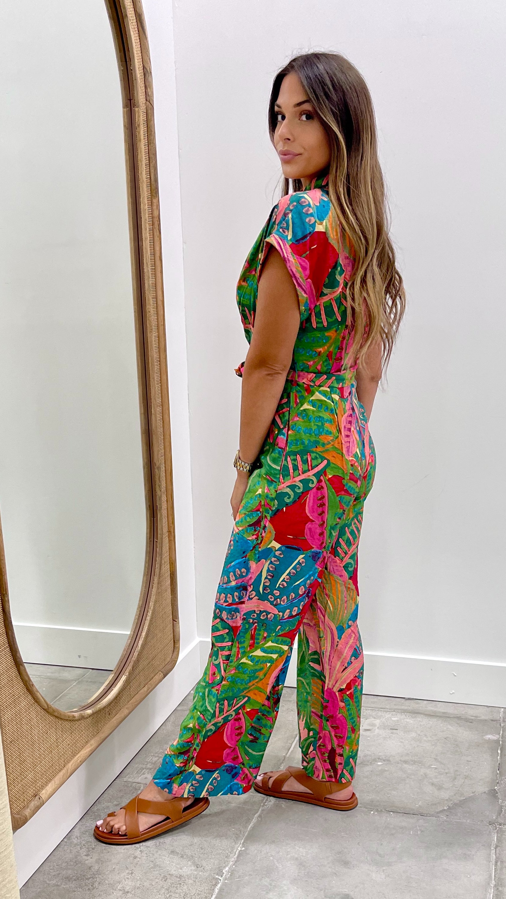 Calypso Coral Jumpsuit for Women - Stylish One-Piece Romper with Pockets | Perfect for Beach Vacations, Summer Parties & Casual Outings