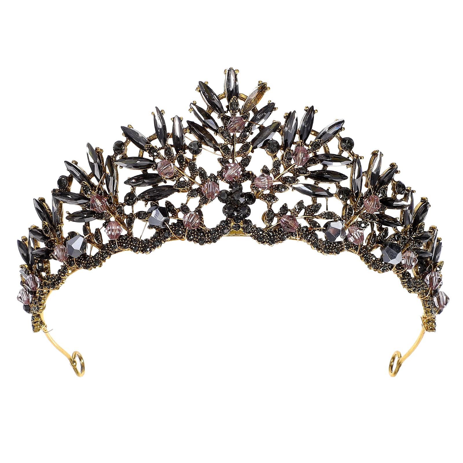 Vintage Baroque Crown Alloy Prom Queen Tiara - Elegant Bridal Wedding Headpiece for Women (Black) | Perfect for Prom, Weddings, Pageants & Costume Parties