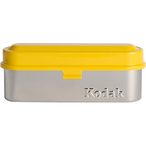 Kodak Steel 135mm Film Case - Yellow Lid & Silver Body | Waterproof & Durable Film Storage for Photographers | Perfect for Travel, Outdoor & Studio Use