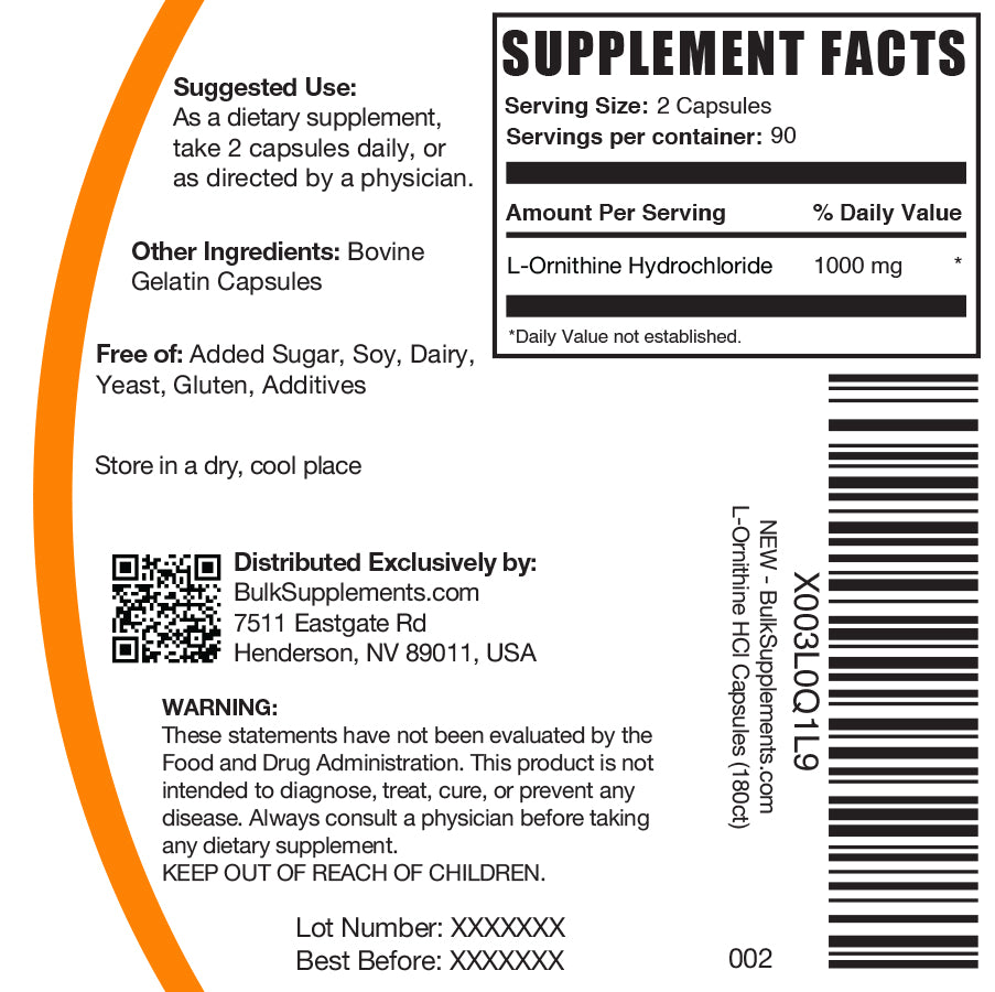 Premium L-Ornithine HCl Capsules for Liver Support & Detox – Boost Energy & Recovery – Ideal for Athletes, Bodybuilders & Wellness Enthusiasts