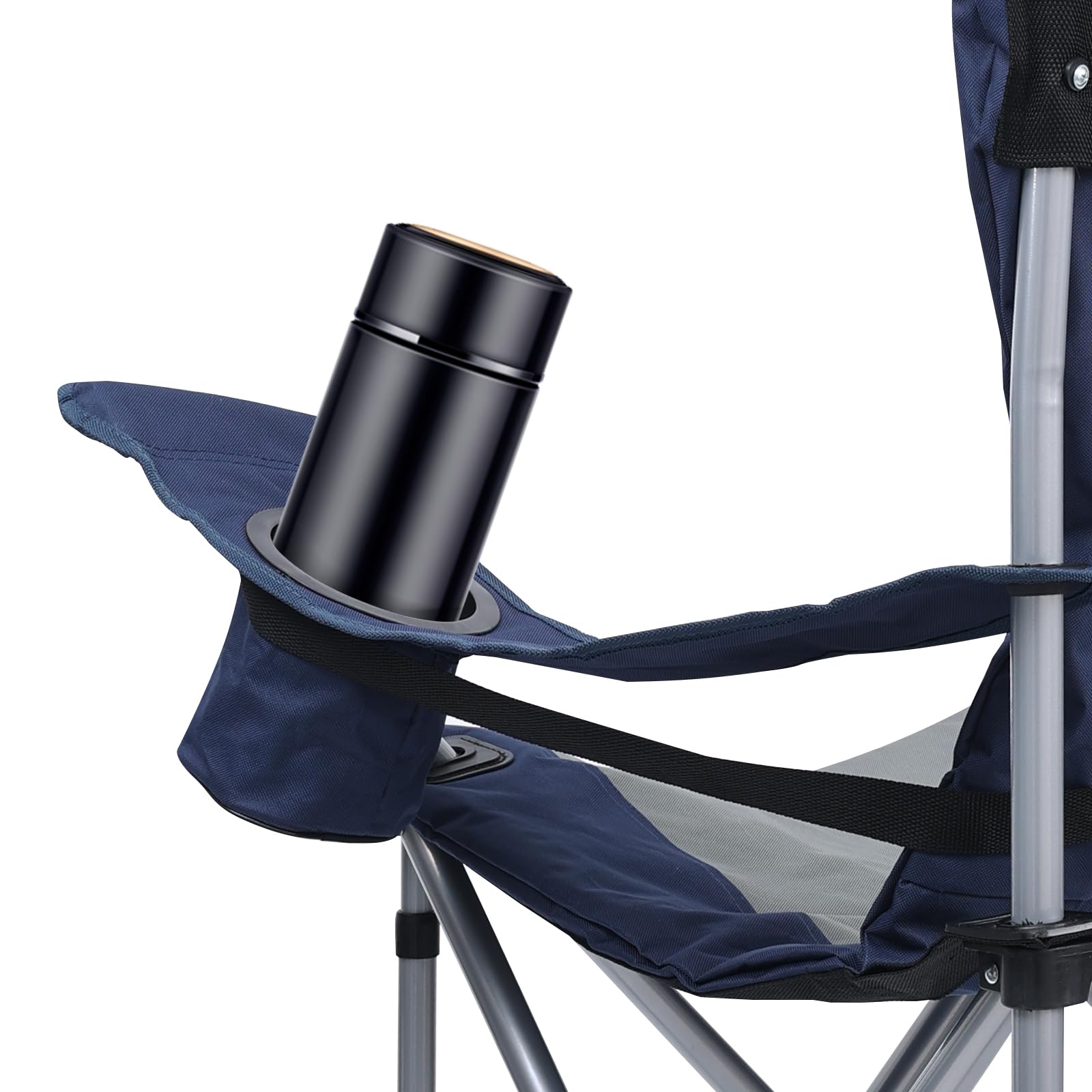 **Heavy Duty Oversized Camping Chairs for Adults - Padded Folding Chairs with Lumbar Support & Storage Pocket - 400LB Capacity - Perfect for Outdoor Camping, Backyard, Beach & Picnic**