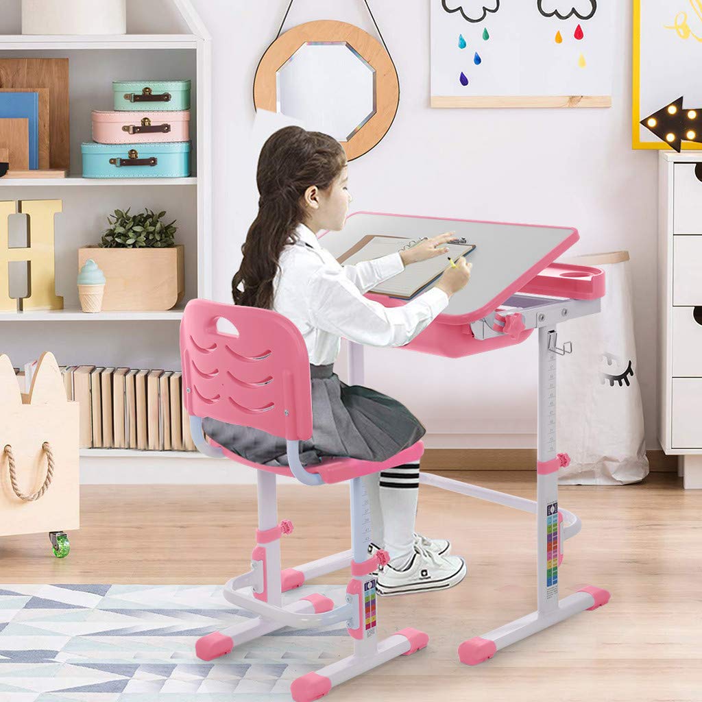 Ergonomic Study Desk and Chair Set with Large Pull-Out Drawer Storage - Perfect for Home Learning, Student Study & Computer Workstation - Ideal for Small Spaces, Dorm Rooms & Home Offices