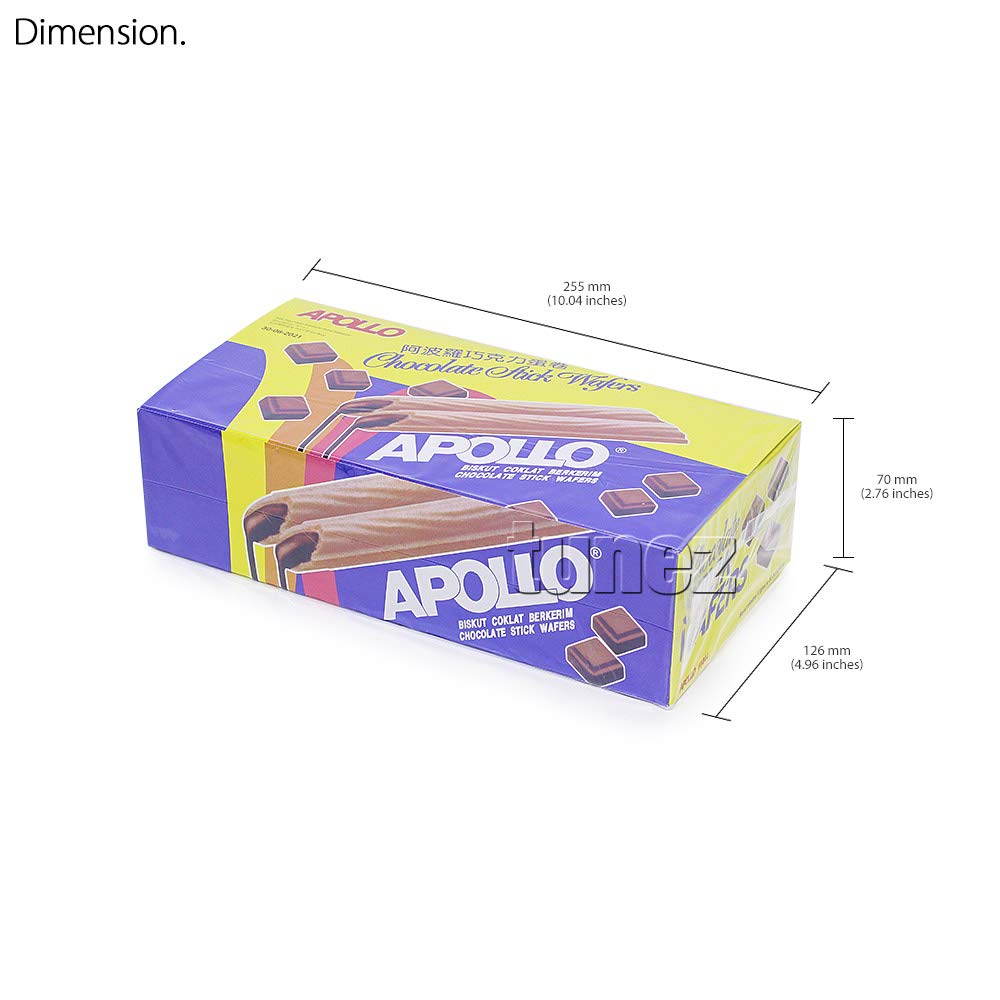 Apollo Malaysia Chocolate Strawberry Flavor Cream Wafer Biscuits - Halal Snack, 11g (0.39 oz) x 30 Packets per Box - Perfect for Tea Time, Office Snacks & Party Treats