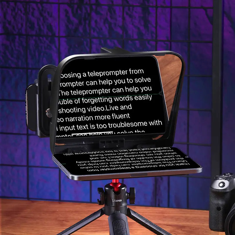 Ulanzi RT02 Universal Teleprompter for Tablets & Smartphones - 10-12 Inch Screen Compatible with Remote Control (R004GBB1) - Perfect for Video Recording, Live Streaming & Content Creation