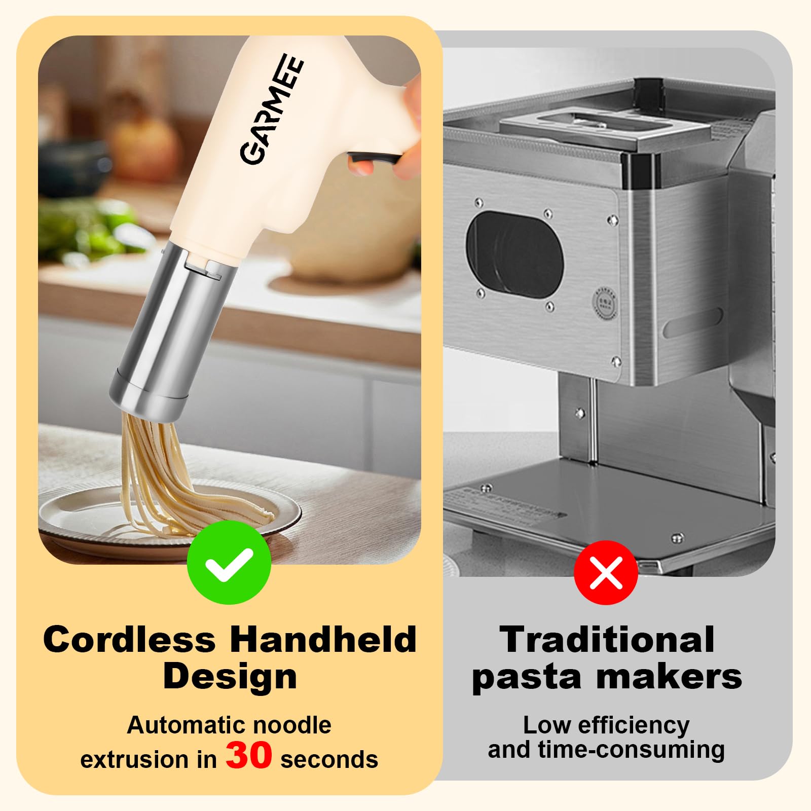 Electric Pasta Maker Machine - Automatic Noodle Maker & Spaghetti Roller for Homemade Pasta | KitchenAid Attachment Compatible | Cordless All-in-One Pasta Machine for Italian Cuisine & Family Cooking