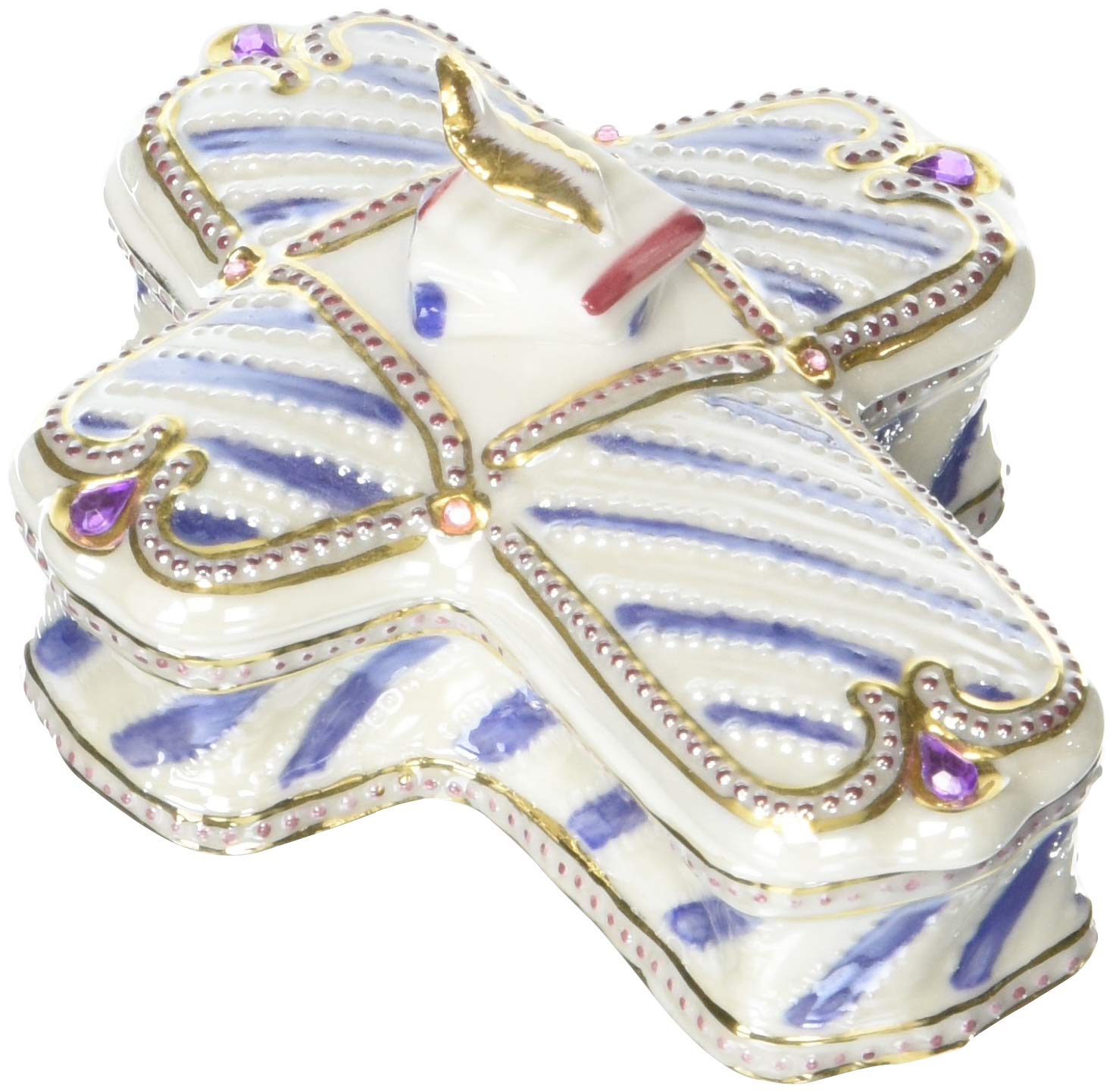 CG CT48252 4.125 Inch Ceramic Cross-Shaped Decorative Box - Perfect for Religious Home Decor, Jewelry Storage & Gift Giving
