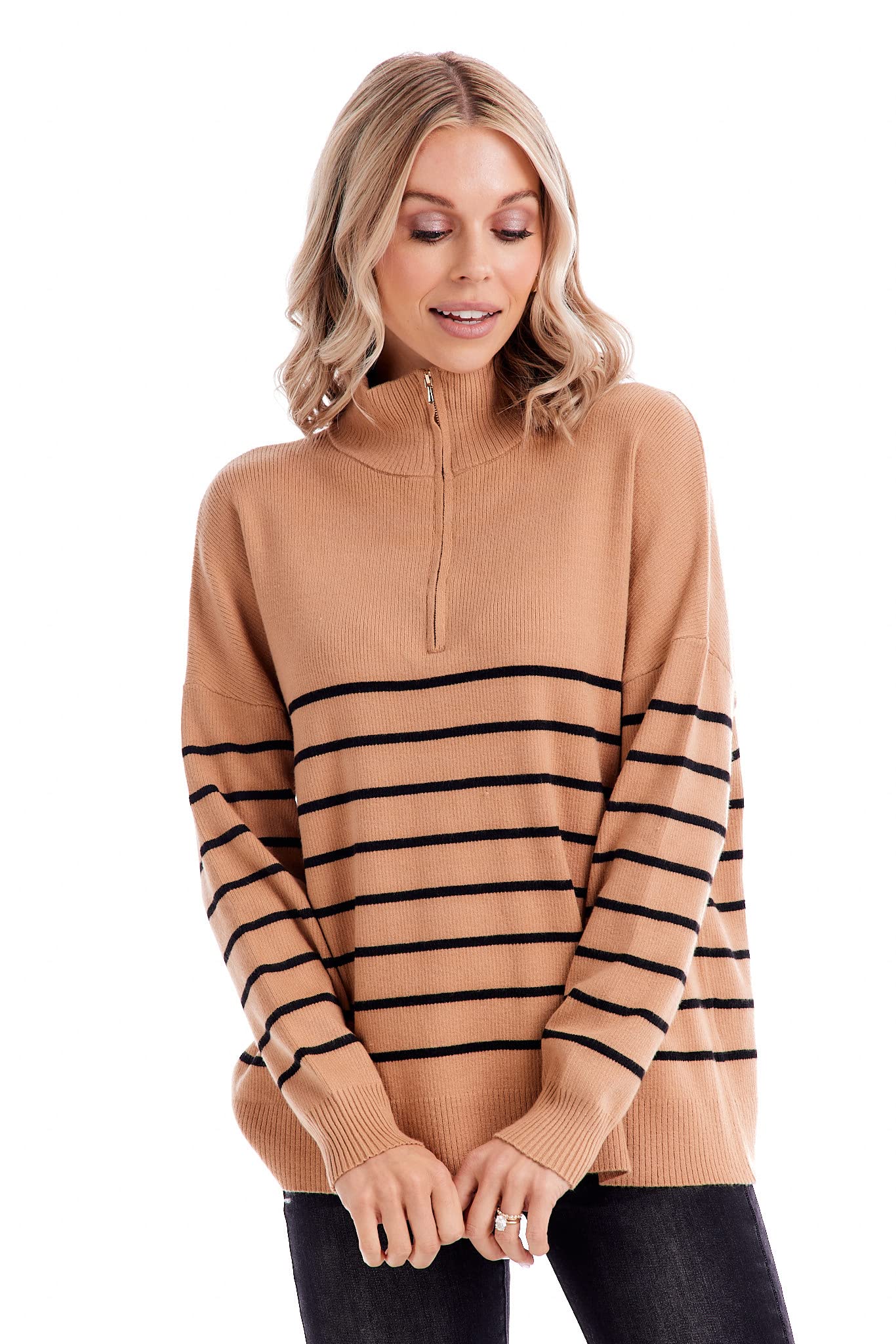 Mud Pie Women's Carlisle Striped Pullover Sweater - Cozy Casual Knit Top for Fall & Winter | Perfect for Layering, Office Wear & Weekend Outfits