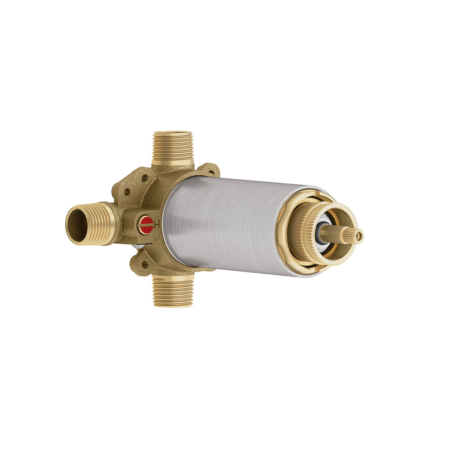 2 Way Thermostatic Coaxial Rough In Valve with Diverter - Pure Nickel 103994 125 Kalia - Perfect for Shower Systems & Bathroom Plumbing Installations