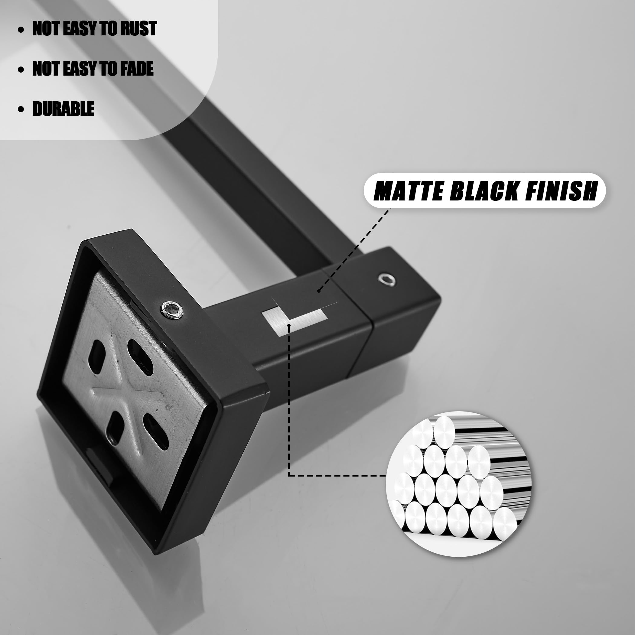 Modern Matte Black Wall Mount Toilet Paper Holder - Square Double Base Bathroom Tissue Roll Holder for Home & Office Use