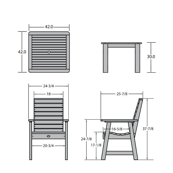 Weatherly 5-Piece Square Dining Table Set for Kitchen, Breakfast Nook & Small Space - Modern Indoor Outdoor Patio Furniture with 4 Chairs