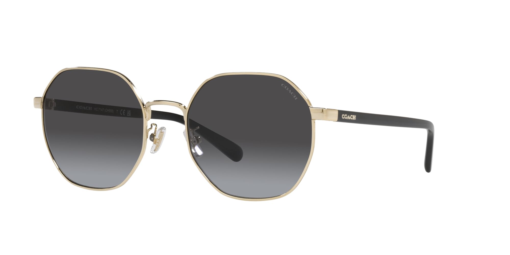 Coach Women's HC7147 Hexagonal Sunglasses - UV Protection, Polarized Lenses for Driving, Beach & Outdoor Fashion Accessories