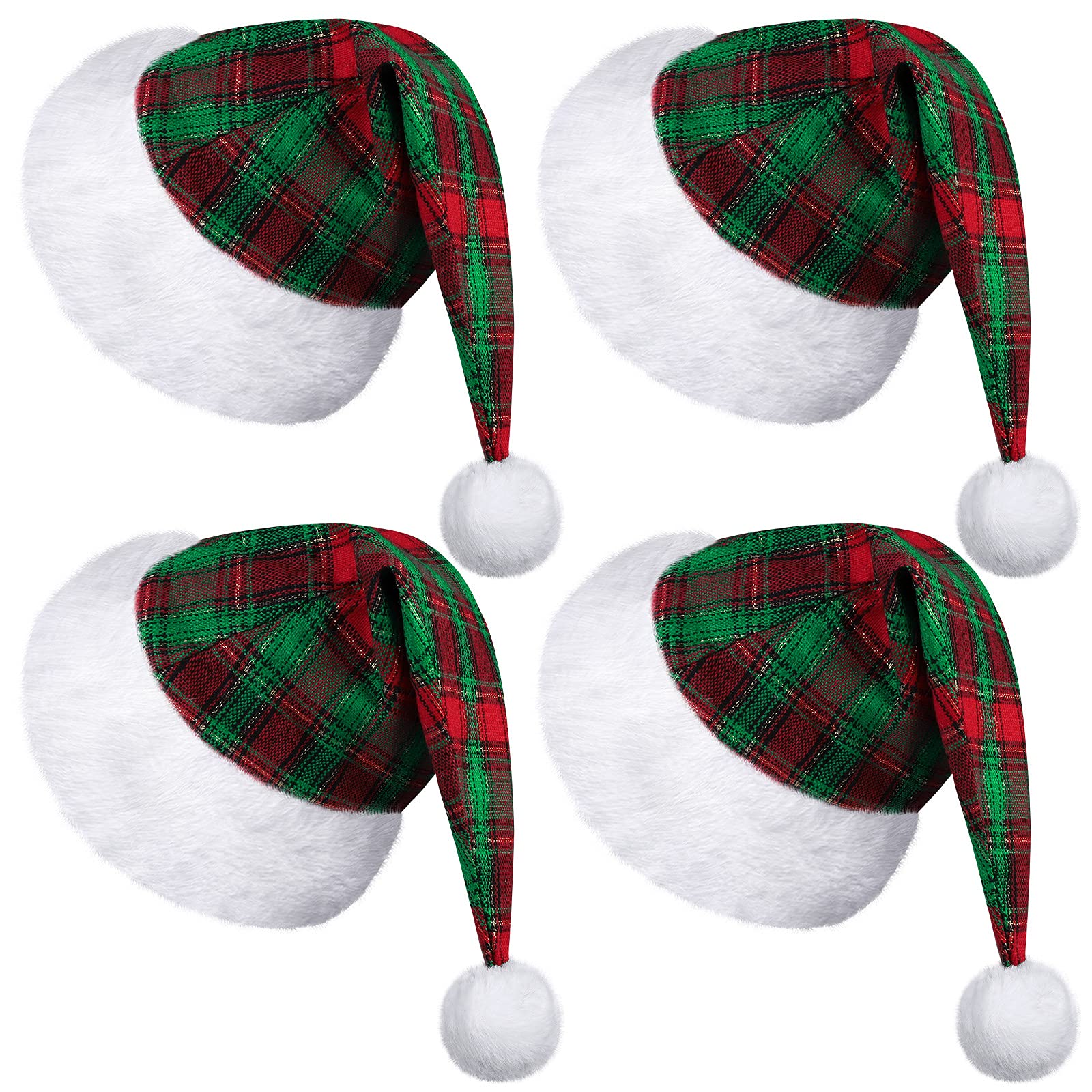 4 Pack Christmas Santa Hats - Unisex Holiday Party Hats for Adults & Kids | Festive Xmas Accessories for Christmas Parties, Office Celebrations & Family Gatherings
