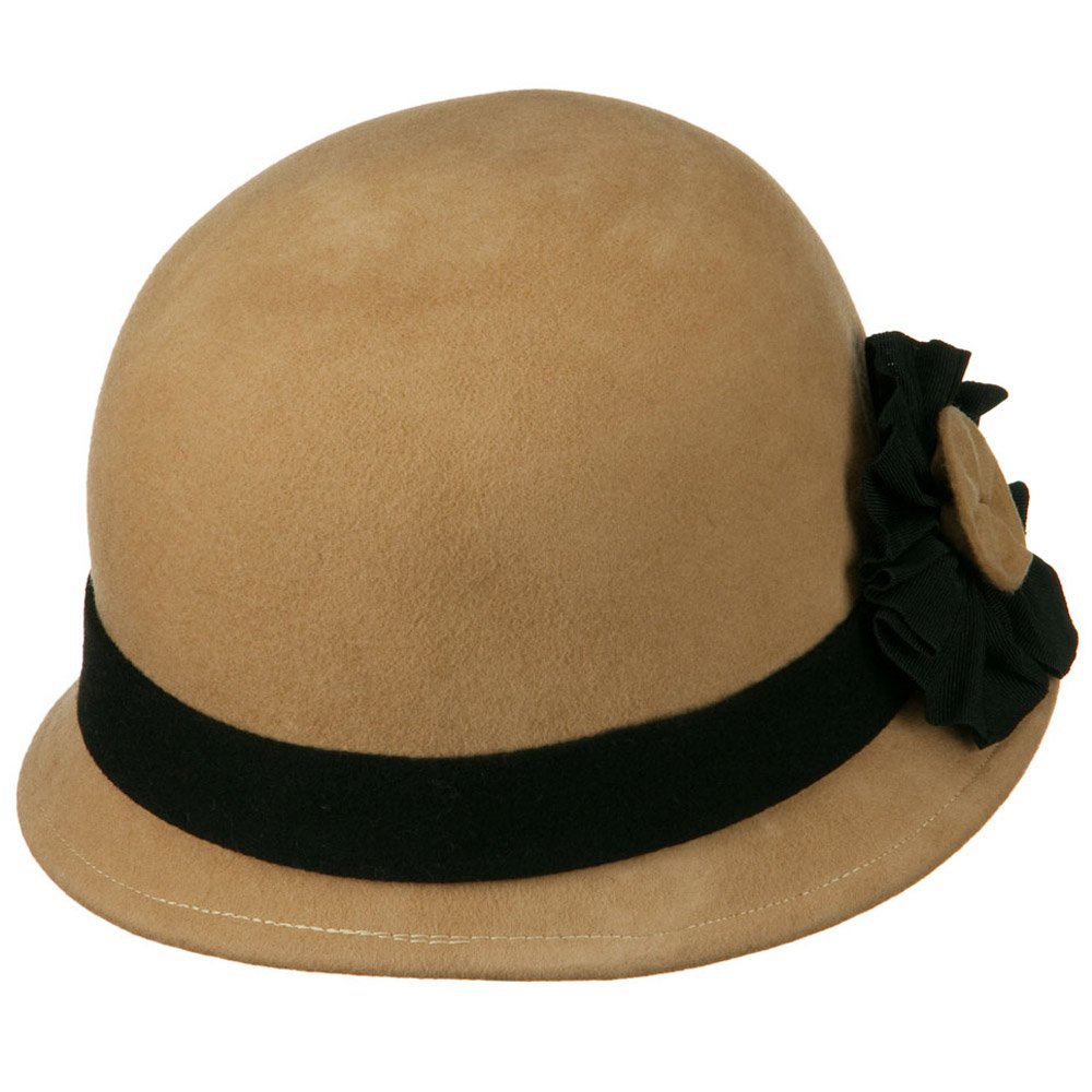 Wool Felt Cloche Hat with Floral Detail for Winter Fashion