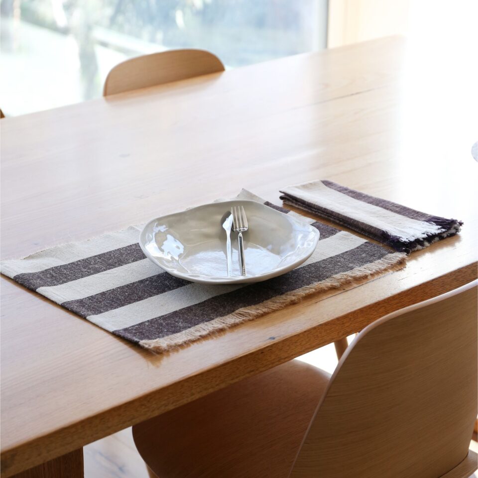 DESIGNSTUFF Fringed Napkins Set of 2 - Coffee Bean & Light Grey Cotton Table Linens for Dining, Kitchen Decor, and Party Supplies - Perfect for Dinner Parties, Weddings, and Home Decor