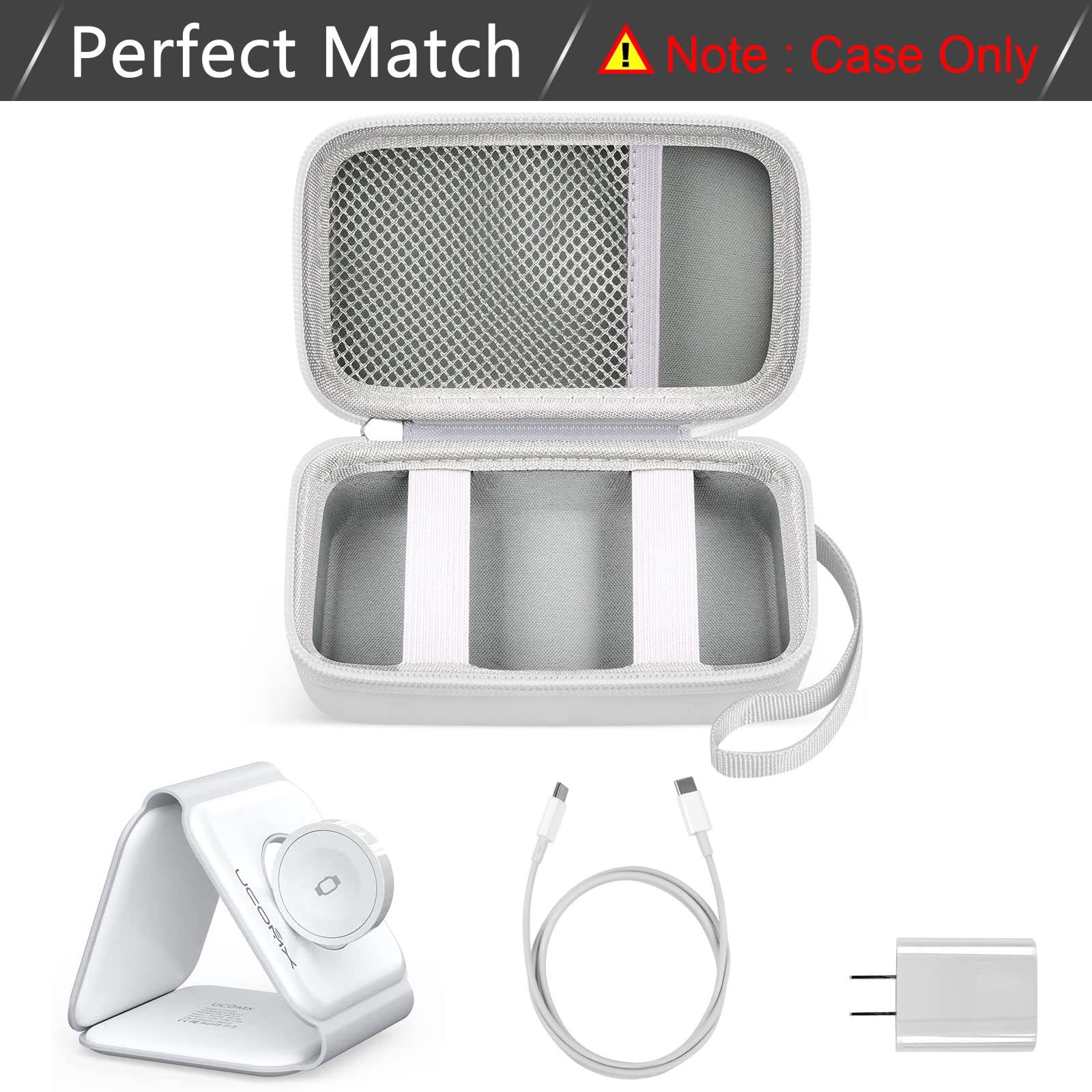 3-in-1 Foldable Magnetic Wireless Charging Station Travel Case - Compatible with UCOMX Nano, Iseyyox, LISEN & RTOPS Fast Chargers | Portable Storage Bag for Charger Pad, Cables & Adapters (White) | Perfect for Home, Office & Travel Use