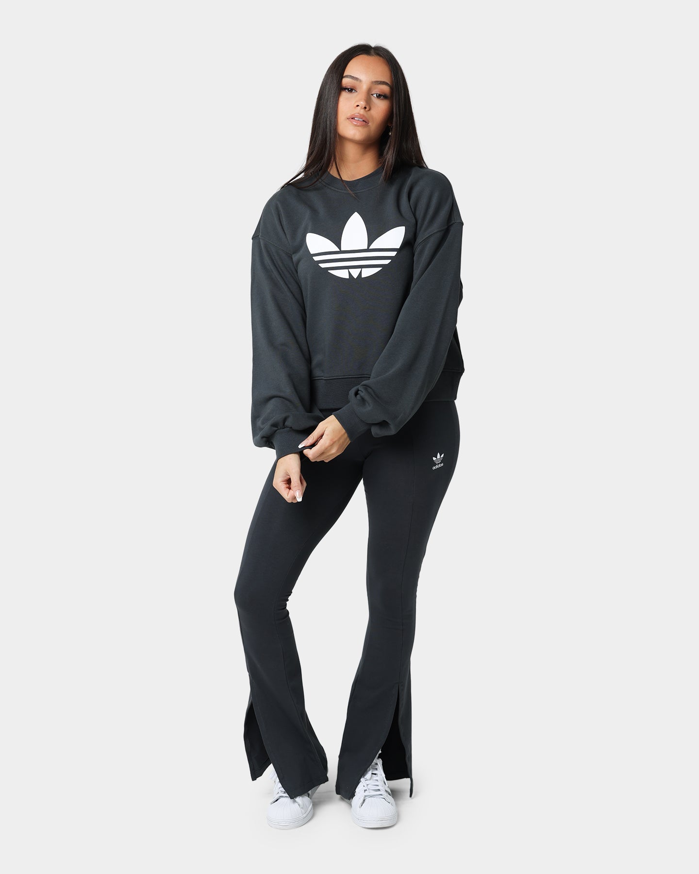 Adidas Women's Crewneck Sweatshirt - Carbon Heather Casual Pullover for Gym, Running & Everyday Wear