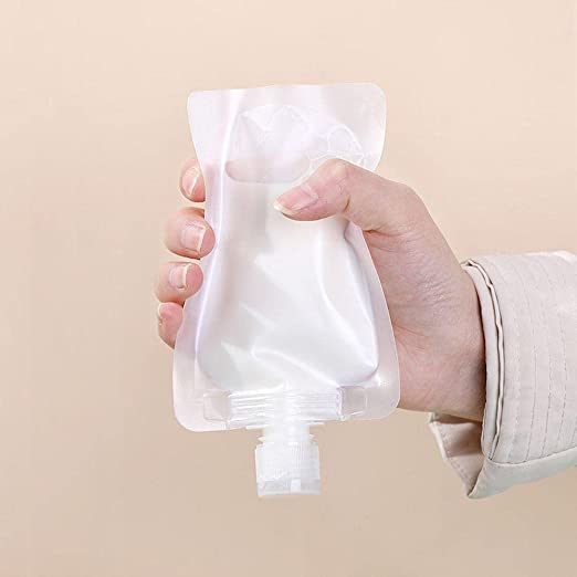 Fariox 3-Pack Clear Plastic Stand Up Spout Pouch - Leakproof Travel Bottles for Lotion, Shampoo, Face Cream, Hand Soap & Mask - TSA Approved Cosmetic Containers for Air Travel, Gym & Vacation Essentials