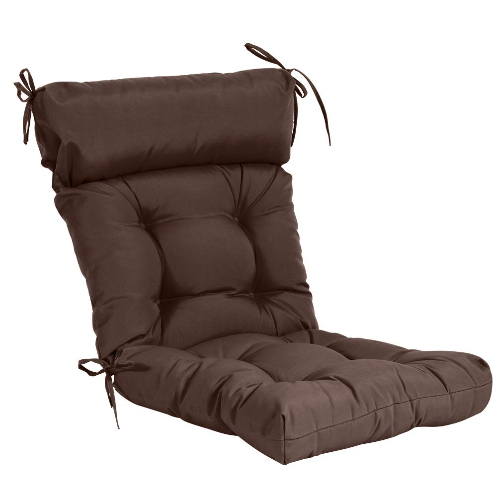 QILLOWAY High Back Chair Cushions - 4 Pack Tufted Indoor/Outdoor Replacement Cushions in Coffee Brown - Perfect for Patio, Garden, Dining Room & Office Chairs